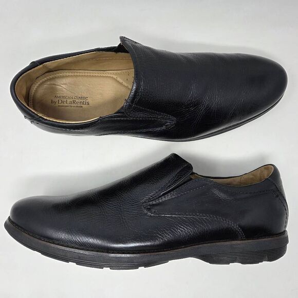 AMERICAN CLASSICS BY DE LA RENTIS SHOES MENS 13 M COMFORT LOAFER BLACK LEATHER - Picture 1 of 9